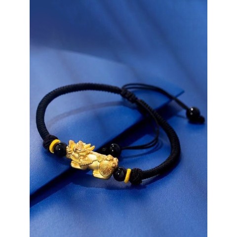 足金黄金貔貅手绳纳财招财进宝旺财运辟邪保平安之愿【纳财四方貔貅红绳+黑绳】 ZL035